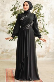  Long Black Hijab Prom Dress 25838S - Thumbnail