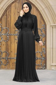  Long Black Islamic Clothing Dress 41204S - NEVA STYLE