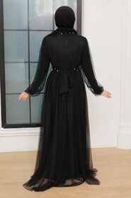  Long Black Islamic Wedding Gown 22041S - 3