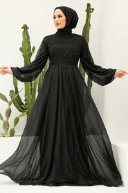  Long Black Modest Wedding Dress 55410S - 1