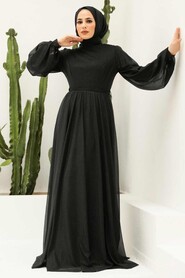  Long Black Modest Wedding Dress 55410S - 2