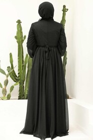  Long Black Modest Wedding Dress 55410S - 3