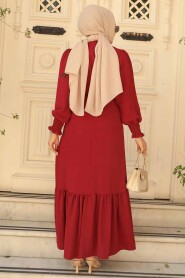  Long Claret Red Hijab Dress 5972BR - 3