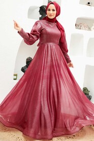  Long Claret Red Modest Bridesmaid Dress 56721BR - 1