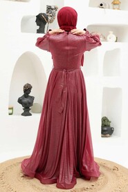  Long Claret Red Modest Bridesmaid Dress 56721BR - 2