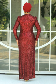  Long Claret Red Modest Wedding Dress 3976BR - 3