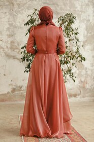  Long Copper Hijab Engagement Dress 3824BKR - 3