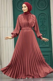  Long Dark Dusty Rose Islamic Clothing Dress 41204KGK - 1