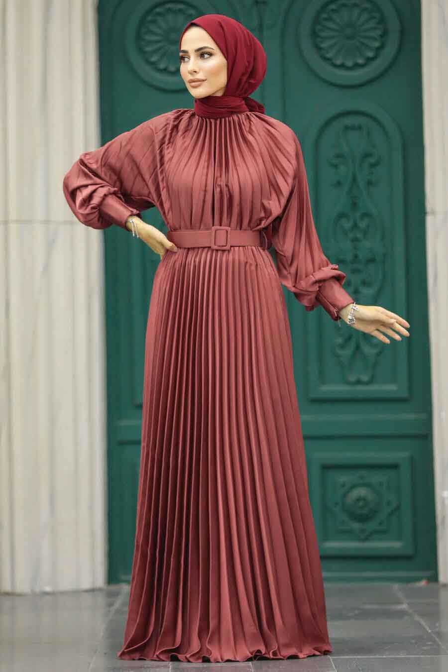 Neva Style - Long Dark Dusty Rose Islamic Clothing Dress 41204KGK