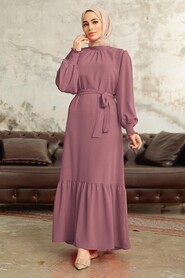  Long Dusty Rose Hijab Dress 5972GK - NEVA STYLE