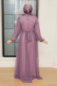  Long Dusty Rose Islamic Wedding Gown 22041GK - Thumbnail