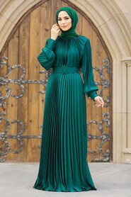  Long Emerald Green Islamic Clothing Dress 41204ZY - 1