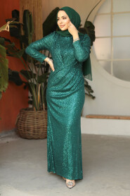  Long Emerald GreenModest Wedding Dress 3976ZY - 2