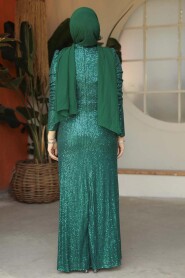  Long Emerald GreenModest Wedding Dress 3976ZY - 4