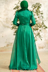  Long Green Hijab Engagement Dress 3824Y - 3