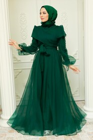  Long Green Hijab Evening Dress 22331Y - 2