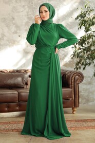  Long Green Islamic Wedding Dress 5736Y - NEVA STYLE