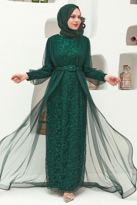  Long Green Modest Bridesmaid Dress 56291Y - NEVA STYLE