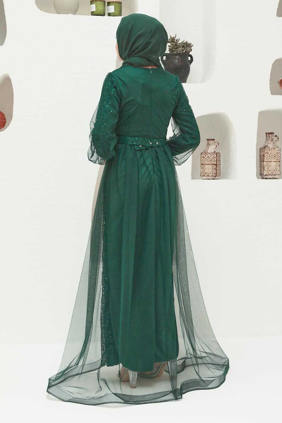  Long Green Modest Bridesmaid Dress 56291Y
