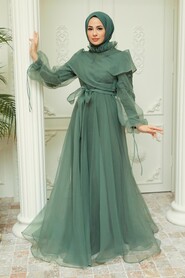  Long Khaki Hijab Evening Dress 22331HK - 1
