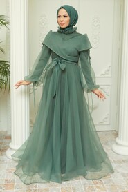  Long Khaki Hijab Evening Dress 22331HK - 2