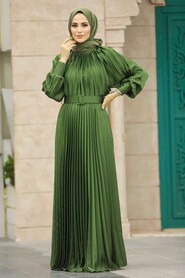  Long Khaki Islamic Clothing Dress 41204HK - 2