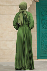  Long Khaki Islamic Clothing Dress 41204HK - 3