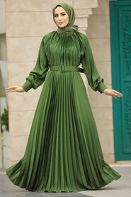  Long Khaki Islamic Clothing Dress 41204HK - 1