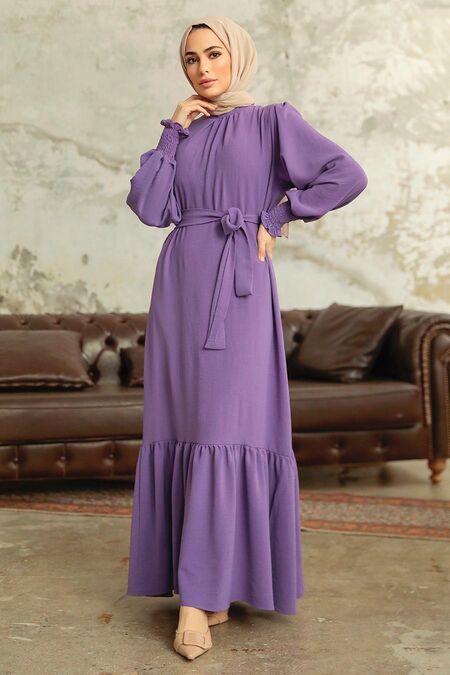  Long Lila Hijab Dress 5972LILA - NEVA STYLE