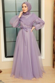  Long Lila Hijab Evening Dress 22331LILA - 3