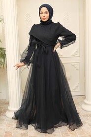  Long Navy Blue Hijab Evening Dress 22331L - 2