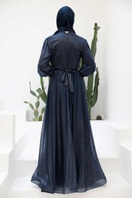  Long Navy Blue Modest Bridesmaid Dress 56721L - 2