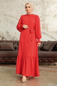  Long Pomegranate Flower Hijab Dress 5972NC - 1