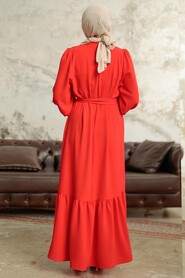  Long Pomegranate Flower Hijab Dress 5972NC - 3