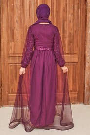  Long Purple Modest Bridesmaid Dress 56291MOR - 3