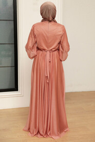  Long Salmon Pink Modest Wedding Dress 55410SMN - 2