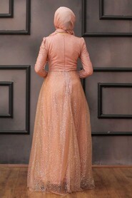  Long Salmon Pink Hijab Bridesmaid Dress 36501SMN - 2