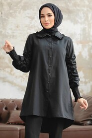  Long Sleeve Black Hijab Tunic 10661S - 2