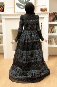  Long Sleeve Black Islamic Dress 875S - 3