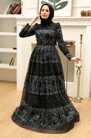  Long Sleeve Black Islamic Dress 875S - 2