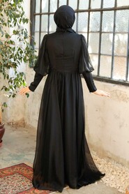 Neva Style - Long Sleeve Black Muslim Evening Dress 25822S - Thumbnail