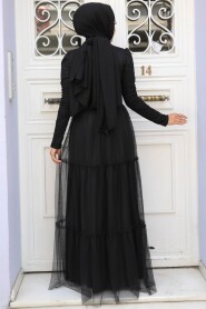  Long Sleeve Black Muslim Evening Dress 55621S - 3