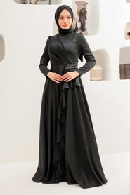  Long Sleeve Black Muslim Wedding Gown 22431S - 1