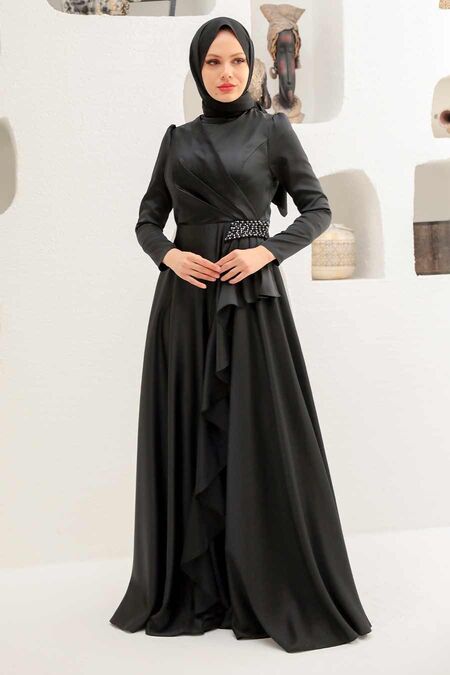  Long Sleeve Black Muslim Wedding Gown 22431S - NEVA STYLE