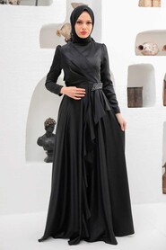 Long Sleeve Black Muslim Wedding Gown 22431S - 2
