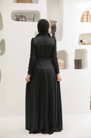  Long Sleeve Black Muslim Wedding Gown 22431S - 3