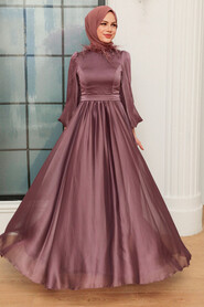  Long Sleeve Dark Dusty Rose Islamic Prom Dress 21330KGK - 2