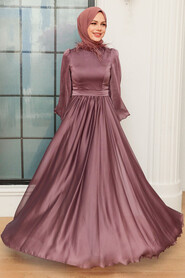  Long Sleeve Dark Dusty Rose Islamic Prom Dress 21330KGK - 1