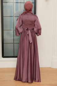  Long Sleeve Dark Dusty Rose Islamic Prom Dress 21330KGK - 4