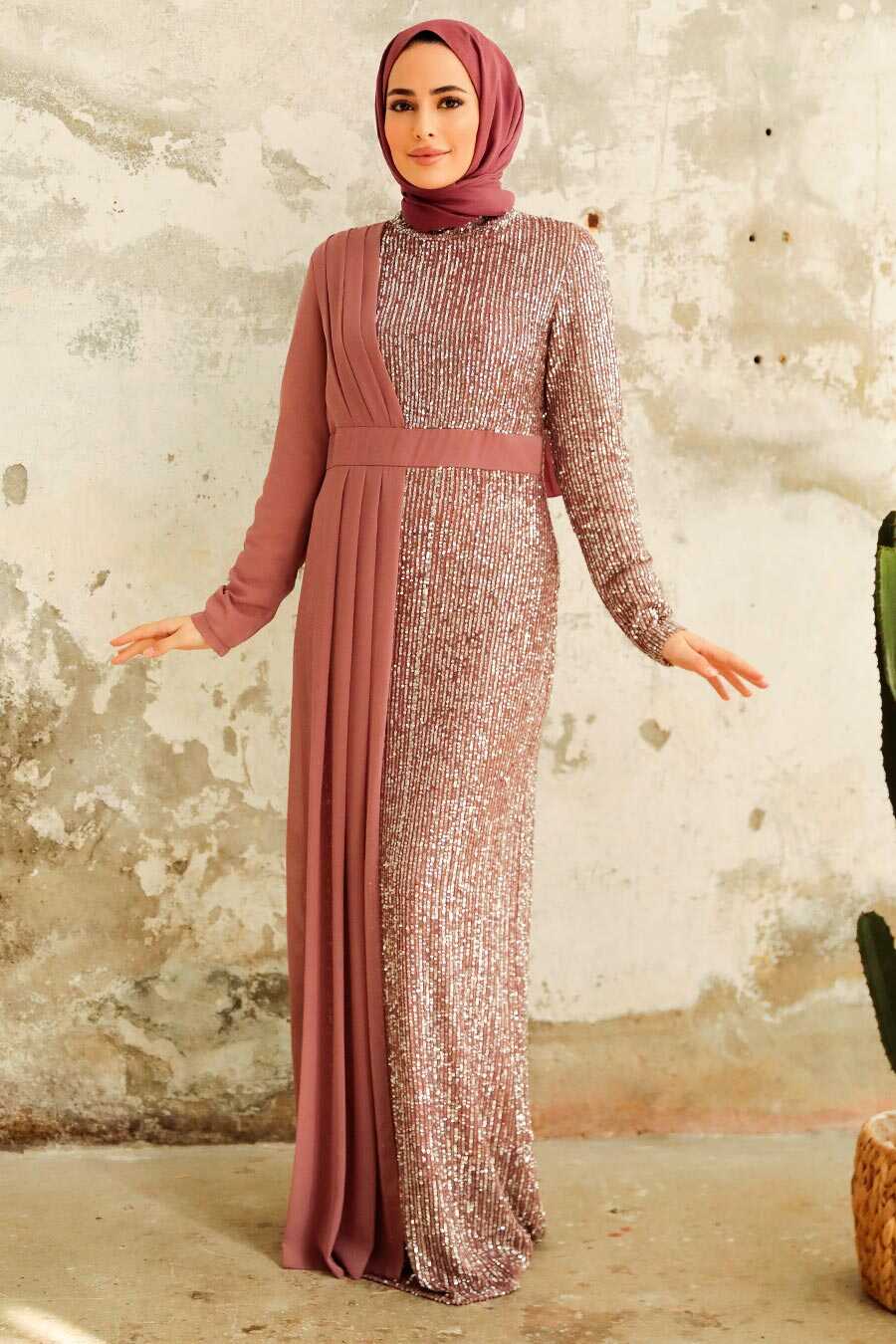 Neva Style - Long Sleeve Dusty Rose Islamic Prom Dress 25851GK